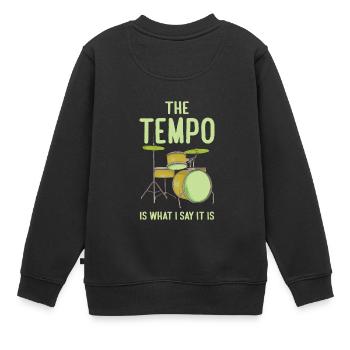 Drôle de batteur le tempo est ce que je dis c’est - Sweat Premium enfant bio - noir - Dos - AI Model Kid Female (0cm)
