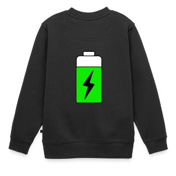batterie grün - Kinder Premium Organic Sweatshirt - Schwarz - Hinten - AI Model Kid Female (0cm)