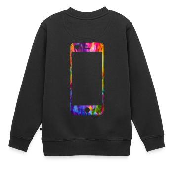 Handy mit Herz - Kinder Premium Organic Sweatshirt - Schwarz - Hinten - AI Model Kid Female (0cm)