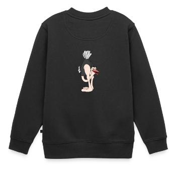 Strauß Cartoon Strauß Clipart Straußenkopf - Kinder Premium Organic Sweatshirt - Schwarz - Hinten - AI Model Kid Female (0cm)