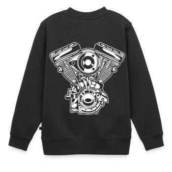 Moteur moto / Moteur 01_weiß - Sweat Premium enfant bio - noir - Dos - AI Model Kid Female (0cm)