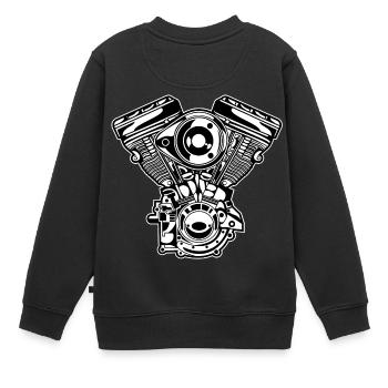 Moteur moto / Moteur 01_schwarz blanc - Sweat Premium enfant bio - noir - Dos - AI Model Kid Female (0cm)