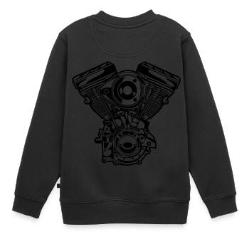 Moteur moto / Moteur 01_schwarz - Sweat Premium enfant bio - noir - Dos - AI Model Kid Female (0cm)
