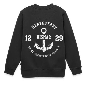 Hansestadt Wismar 1229 - Kinder Premium Organic Sweatshirt - Schwarz - Hinten - AI Model Kid Female (0cm)