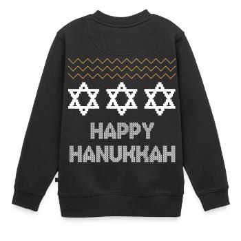 Laid Hanoukka, Hanoukka, fête des lumières, cadeau - Sweat Premium enfant bio - noir - Dos - AI Model Kid Female (0cm)