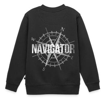 Navigator Geschenk Kapitän Kompass Himmelsrichtung - Kinder Premium Organic Sweatshirt - Schwarz - Hinten - AI Model Kid Female (0cm)