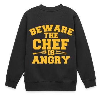 méfiez-vous le cuisinier chef est en colère! - Sweat Premium enfant bio - noir - Dos - AI Model Kid Female (0cm)