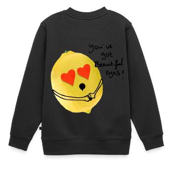 le citron aime vos yeux - Sweat Premium enfant bio - noir - Dos - AI Model Kid Female (0cm)
