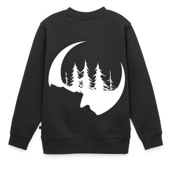 Dunkler Wald Gesicht und Sichel - Kinder Premium Organic Sweatshirt - Schwarz - Hinten - AI Model Kid Female (0cm)