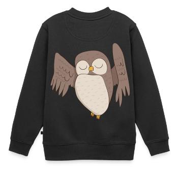 Eule Kauz - Kinder Premium Organic Sweatshirt - Schwarz - Hinten - AI Model Kid Female (0cm)