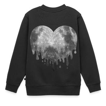 Lune en fusion Cœur Pleine lune - Sweat Premium enfant bio - noir - Dos - AI Model Kid Female (0cm)