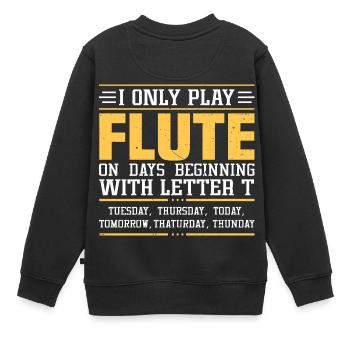 Funny Flute Player Flutist - Kinder Premium Organic Sweatshirt - Schwarz - Hinten - AI Model Kid Female (0cm)