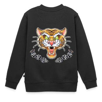 Tiger der alten Schule - Kinder Premium Organic Sweatshirt - Schwarz - Hinten - AI Model Kid Female (0cm)