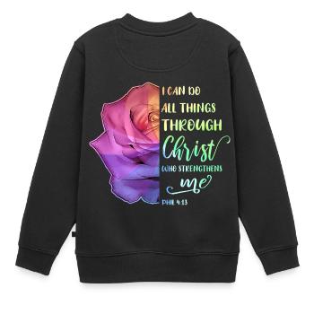 I Can Do All Things Through Christ LGBT Jesus - Kinder Premium Organic Sweatshirt - Schwarz - Hinten - AI Model Kid Female (0cm)