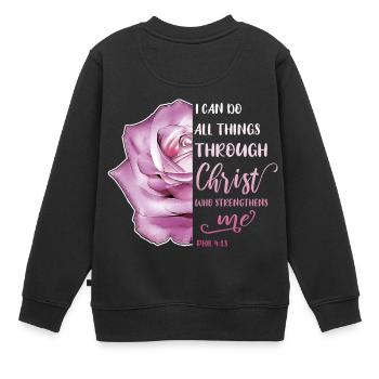 I Can Do All Things Through Christ LGBT Jesus - Kinder Premium Organic Sweatshirt - Schwarz - Hinten - AI Model Kid Female (0cm)