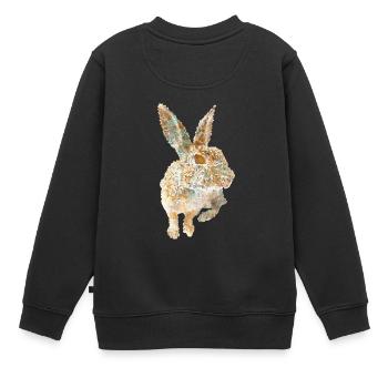 LAPIN MOSAÏQUE OR CUIVRE - Sweat Premium enfant bio - noir - Dos - AI Model Kid Female (0cm)