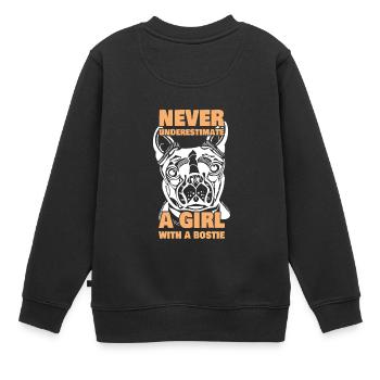 Never Underestimate A Girl With A Bostie Bosten - Kinder Premium Organic Sweatshirt - Schwarz - Hinten - AI Model Kid Female (0cm)