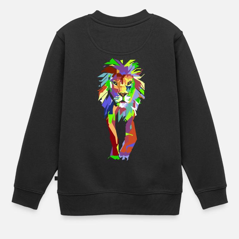 Lion Pop Art - Sweat Premium enfant bio - noir
