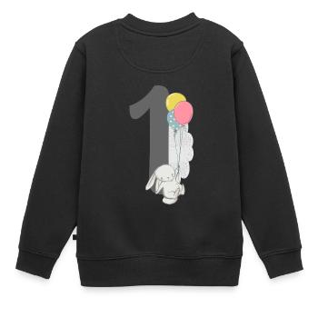 Numéro d'anniversaire un lapin avec ballon garçon - Sweat Premium enfant bio - noir - Dos - AI Model Kid Female (0cm)