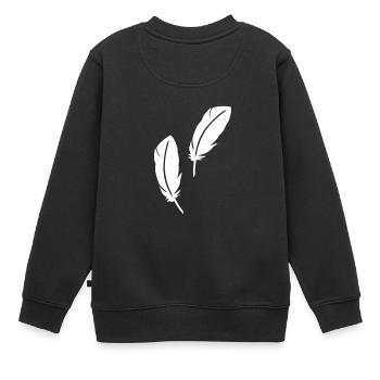 Feder - Kinder Premium Organic Sweatshirt - Schwarz - Hinten - AI Model Kid Female (0cm)