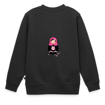 russian doll - Sweat Premium enfant bio - noir - Dos - AI Model Kid Female (0cm)