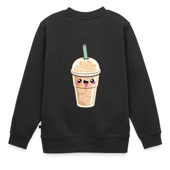 Kawaii Iced Latte Coffee - Kids Premium Organic Sweatshirt - black - Back - AI Model Kid Female (0cm)