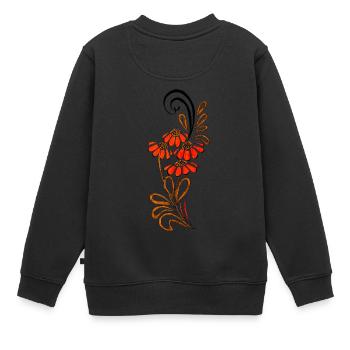 Fleur de Dahlia Oranger Tourbillon Design - Sweat Premium enfant bio - noir - Dos - AI Model Kid Female (0cm)