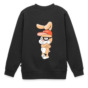 Lapin cool avec capuchon et lunettes - Sweat Premium enfant bio - noir - Dos - AI Model Kid Female (0cm)