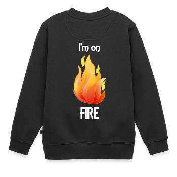 Je brûle - je suis en feu - Sweat Premium enfant bio - noir - Dos - AI Model Kid Female (0cm)