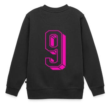 Zahl neun - Nummer 9 pink Mädchen Trikotnummer - Kinder Premium Organic Sweatshirt - Schwarz - Hinten - AI Model Kid Female (0cm)