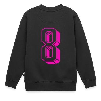 Zahl acht - Nummer 8 pink Mädchen Trikotnummer - Kinder Premium Organic Sweatshirt - Schwarz - Hinten - AI Model Kid Female (0cm)