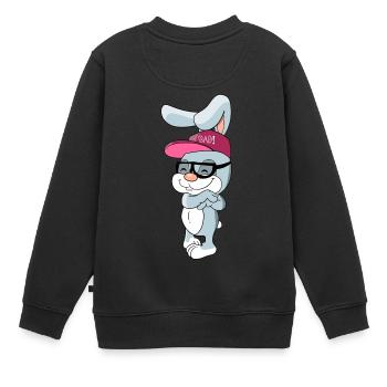 Lapin cool avec capuchon et lunettes - Sweat Premium enfant bio - noir - Dos - AI Model Kid Female (0cm)