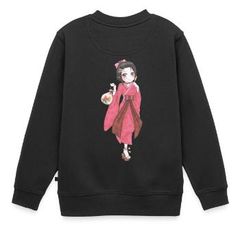 Mangas - Sweat Premium enfant bio - noir - Dos - AI Model Kid Female (0cm)