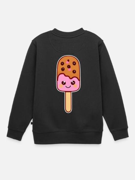 Adorable Glace Kawaii - Sweat Premium enfant bio - noir