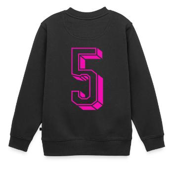 Zahl fünf - Nummer 5 pink Mädchen Trikotnummer - Kinder Premium Organic Sweatshirt - Schwarz - Hinten - AI Model Kid Female (0cm)