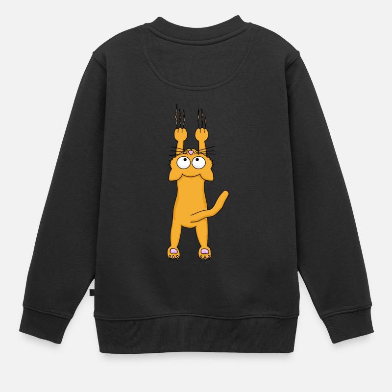Chat orange - Sweat Premium enfant bio - noir