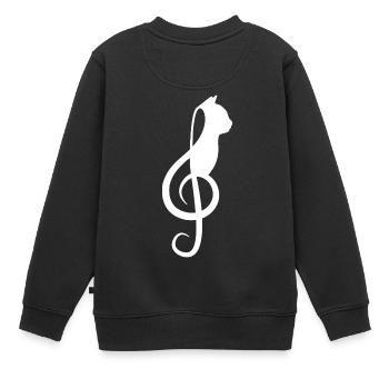 Musikalisches Symbol Katzenliebhaber Musiker Musiknoten - Kinder Premium Organic Sweatshirt - Schwarz - Hinten - AI Model Kid Female (0cm)