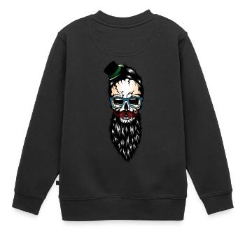 tete de mort hipster barbu barbe chapeau moustache - Sweat Premium enfant bio - noir - Dos - AI Model Kid Female (0cm)