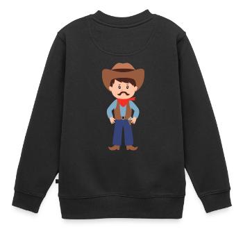 cowboy - Kinder Premium Organic Sweatshirt - Schwarz - Hinten - AI Model Kid Female (0cm)