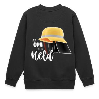 Mein Opa ist ein Held - Feuerwehr Helm - Kinder Premium Organic Sweatshirt - Schwarz - Hinten - AI Model Kid Female (0cm)