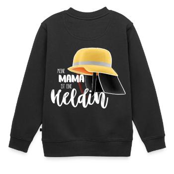 Meine Mama ist eine Heldin - Feuerwehr Helm - Kinder Premium Organic Sweatshirt - Schwarz - Hinten - AI Model Kid Female (0cm)