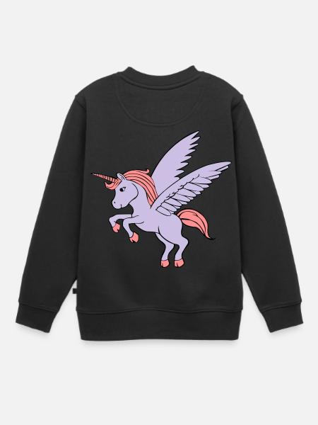 Licorne avec des ailes - Sweat Premium enfant bio - noir