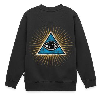 Allsehendes Auge, Dreieck, Pyramide, Vintage, Gott - Kinder Premium Organic Sweatshirt - Schwarz - Hinten - AI Model Kid Female (0cm)