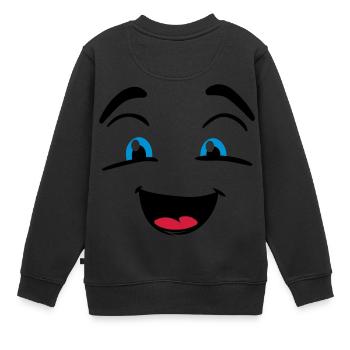 Lachendes Gesicht - Kinder Premium Organic Sweatshirt - Schwarz - Hinten - AI Model Kid Female (0cm)