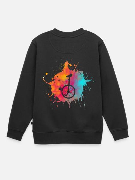 Farbklecks Einrad Einrad-fahren Geschenk Radsport - Kinder Premium Organic Sweatshirt - Schwarz