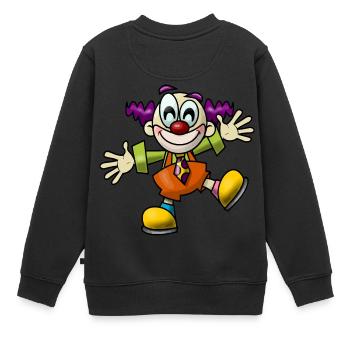 clown harlekin hofnarr kasper komiker narr witzbol - Kinder Premium Organic Sweatshirt - Schwarz - Hinten - AI Model Kid Female (0cm)