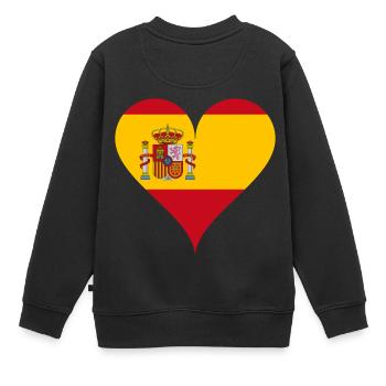 Herz Spanische Flagge Spanien Fan - Kinder Premium Organic Sweatshirt - Schwarz - Hinten - AI Model Kid Female (0cm)