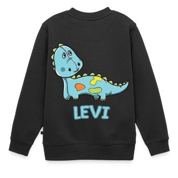 Dinosaure enfant drôle anniversaire cadeau Levi - Sweat Premium enfant bio - noir - Dos - AI Model Kid Female (0cm)