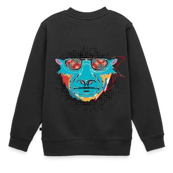 Pop Art Turquoise Tiger - Sweat Premium enfant bio - noir - Dos - AI Model Kid Female (0cm)