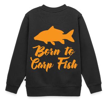 Angler - Angelsport - Karpfen - Geschenk - Kinder Premium Organic Sweatshirt - Schwarz - Hinten - AI Model Kid Female (0cm)